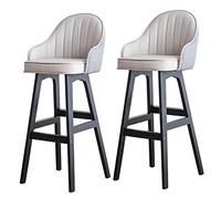 OGYJMSFN Sgabelli da Bar Modern Bar Stool Set of 2, Stool with Back, for Island Dining Room and, Faux Leather Seat, Black Wood Legs, Height 27/30in(Grey,Seat height 78cm)