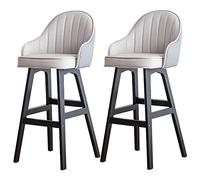 OGYJMSFN Sgabelli da Bar Modern Bar Stool Set of 2, Stool with Back, for Island Dining Room and, Faux Leather Seat, Black Wood Legs, Height 27/30in(Grey,Seat height 68cm)
