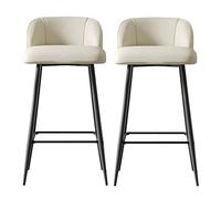OGYJMSFN Sgabelli da Bar Modern Off White Breakfast Island with Backrest Set of 2 Counter Height Fiber Leather Carbon Steel Metal Legs Stools,for Home Bar