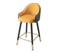 OGYJMSFN Sgabelli da Bar Modern Set of 2 with Armrest Backrest, PU Leather Seat and Metal Footrest and Base, for Breakfast Bar Counter Island Seat Height(B,Height 75cm)