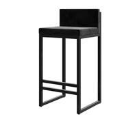 OGYJMSFN Sgabelli da Bar Modern Set of 4, 55cm Bar Height Stools with Low Back and Black Metal Frame, Velvet Island Stools for Home Pub, Black