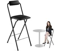 OGYJMSFN Sgabelli da Bar Padded Folding Stool With Backrest 28in Portable Bar Chair for Adults Adjustable Height Ideal Office Guitar and Outdoor Use(1pcs,60cm/24in)