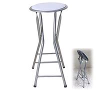 OGYJMSFN Sgabelli da Bar Portable Backless Bar Stool Round Padded Metal Folding Chair for Indoor Outdoor Use Kitchen Home Pub Space Saving Comfortable Seating(White,24inch(60cm))