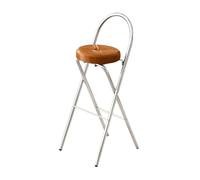 OGYJMSFN Sgabelli da Bar Portable Folding Bar Stool 27in Comfortable Back Steel Frame Padded Seat Non Slip Feet Ideal for Home Office Kitchen Lightweight Space(Brown,31in/78cm)