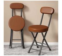 OGYJMSFN Sgabelli da Bar Portable Folding Chairs With Leather Cushion Back Round Padded Breakfast Stool for Kitchen Dining Office Foldable Bar Brown Comfortable(Brown)