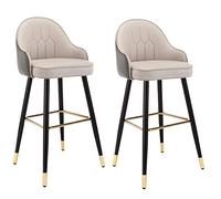 OGYJMSFN Sgabelli da Bar PU Leather s Set of 2, Counter Height Leather Black Chrome Plated Metal Legs with Footrests, 26" Island Chair for Breakfast Dining Room Chair, Cafe, Bars,