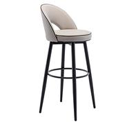 OGYJMSFN Sgabelli da Bar PU Leather Swivel Bar Stool with Hollow Backs Island Chair, Counter Height Bar Stool, Black Chrome with Round Foot, for, Pub, Rest Area, Breakfast(Light Khaki,80cm)