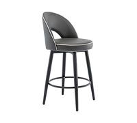 OGYJMSFN Sgabelli da Bar PU Leather Swivel Bar Stool with Hollow Backs Island Chair, Counter Height Bar Stool, Black Chrome with Round Foot, for, Pub, Rest Area, Breakfast(Dark Grey,62cm)