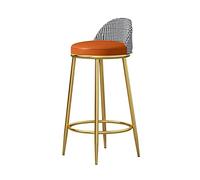 OGYJMSFN Sgabelli da Bar PU Leather with Back and Footrest 1PC Modern Height for Pub Coffee Home Dinning Seat Height 65cm(Orange,Height 65cm)