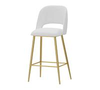 OGYJMSFN Sgabelli da Bar Set of 1 Velvet Breakfast with Backrests and Gold Metal Legs 1 PCS Counter High for Home Bar Decor Seat(White,75cm)