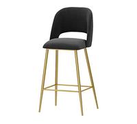 OGYJMSFN Sgabelli da Bar Set of 1 Velvet Breakfast with Backrests and Gold Metal Legs 1 PCS Counter High for Home Bar Decor Seat(Black,75cm)