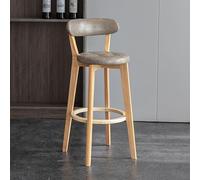 OGYJMSFN Sgabelli da Bar Set of 2 High Bar Stools Grey Faux Leather Upholstered Soft Padded Seat Solid Wood Legs Ideal for Kitchen Island Dining Room Design(Gray2,Set of 2)