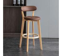 OGYJMSFN Sgabelli da Bar Set of 2 High Bar Stools Grey Faux Leather Upholstered Soft Padded Seat Solid Wood Legs Ideal for Kitchen Island Dining Room Design(Brown,Set of 1)