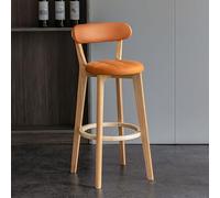 OGYJMSFN Sgabelli da Bar Set of 2 High Bar Stools Grey Faux Leather Upholstered Soft Padded Seat Solid Wood Legs Ideal for Kitchen Island Dining Room Design(Orange,Set of 1)
