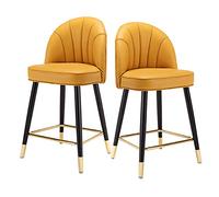 OGYJMSFN Sgabelli da Bar Set of 2 PU Leather Counter Height Stools, Modern Style Upholstery with Metal Leg and Backrest Armless(Orange,High:55CM)