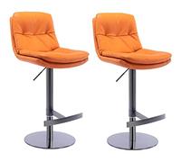 OGYJMSFN Sgabelli da Bar Set of 2 Swivel Adjustable Height with Backs Counter Height Island Titanium Black Brushed Stainless Steel Leather with Heavy Base for Bar Shops