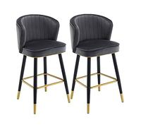 OGYJMSFN Sgabelli da Bar Set of 2, Velvet Breakfast Counter Chairs, s High Stools with Metal Legs and Footrest for Island, Seat Height 55/65cm