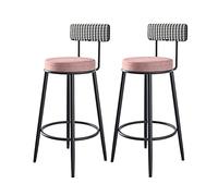 OGYJMSFN Sgabelli da Bar Set of 2, Velvet Breakfast with Backrest, Counter Island Chairs for Pub, 60/65/70/75cm Height(Pink,Height 60cm)