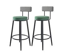 OGYJMSFN Sgabelli da Bar Set of 2, Velvet Breakfast with Backrest, Counter Island Chairs for Pub, 60/65/70/75cm Height(Green,Height 70cm)
