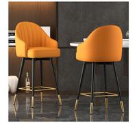 OGYJMSFN Sgabelli da Bar Sgabelli da bar girevoli in pelle con schienale e poggiapiedi perfetti for l'isola della cucina, la sala da pranzo, il caffè o l'angolo colazione(Orange,75CM)
