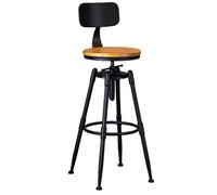 OGYJMSFN Sgabelli da Bar Sgabello da bar rustico regolabile, sedile girevole in legno con schienale, perfetto for la cucina, il patio, il ristorante della casa di campagna(Yellow,60cm)