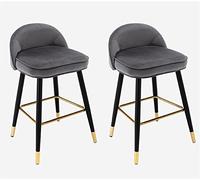 OGYJMSFN Sgabelli da Bar Velvet Counter Height Bar Stool Set of 2, Counter Stools with Backs Island Chairs, with Metal Legs and Gold Footrest for Pub Home Bar Dining Room Heigh 65