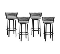 OGYJMSFN Sgabelli da Bar Velvet Swivel Bar Stools Set of 4 Counter Height Chairs With Woven Back Footrest Black Metal Legs Kitchen Island Grey(Grey,Height 65cm)