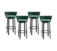 OGYJMSFN Sgabelli da Bar Velvet Swivel Bar Stools Set of 4 Counter Height Chairs With Woven Back Footrest Black Metal Legs Kitchen Island Grey(Green,Height 65cm)