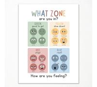 ogyormpi Zones of Regulation - Stampa artistica da parete su tela, 30,5 x 40,6 cm, senza cornice, motivo "Calming Corning", con grafico delle emozioni, stampa delle abilità di coping, consulente