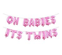 OH BABIES - Palloncino multicolore per gemelli, decorazioni e forniture per baby shower, per rivelare il sesso dei gemelli (OH BABIES ITS TWINS cuore rosa)