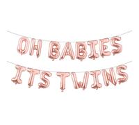 OH BABIES - Palloncino multicolore per gemelli, decorazioni e forniture per baby shower, per rivelare il sesso dei gemelli (OH BABIES ITS TWINS oro rosa)