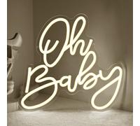 Oh Baby Insegna Neon,Oh Piccola Neon LED Room Decor per Camera da Letto Battesimo del Bambino Party Data Proposta Matrimonio,Bianco Caldo Luci LED Regalo per Coppia Uomini Donne USB Powered（14.2"*13"）