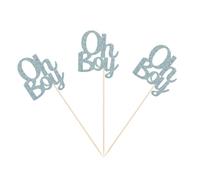 Oh Boy, centrotavola blu glitterato per feste di compleanno di bambini, baby shower, dessert, bar, decorazioni per la tavola, confezione da 10