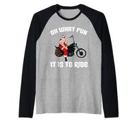 Oh Che Divertimento è Guidare Cool Santa su Una Moto Maglia con Maniche Raglan