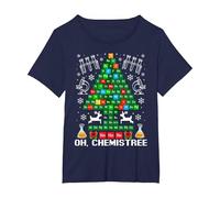 Oh Chemistree Natale Chimica Chimica Scienza Tavola Maglietta, Donna Plus-Size, Navy, 6X