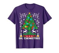 Oh Chemistree Natale Chimica Chimica Scienza Tavola Maglietta, Uomo, Viola, XXL