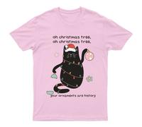 Oh Christmas Tree Cat T-Shirt Unisex Regalo Meow Retrò Stagionale...