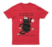 Oh Christmas Tree Cat T-Shirt Unisex Regalo Meow Retrò Stagionale...