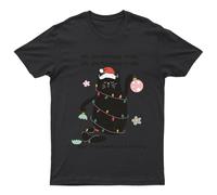 Oh Christmas Tree Cat T-Shirt Unisex Regalo Meow Retrò Stagionale...