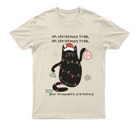 Oh Christmas Tree Cat T-Shirt Unisex Regalo Meow Retrò Stagionale...