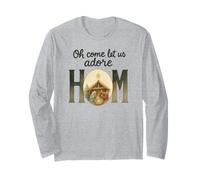 Oh Come Let Us Adore Him - Watercolor Nativity Christmas Maglia a Manica