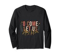 Oh, Come, Letus Adore Him Christian Christmas, Family Design Maglia a Manica