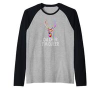 Oh Deer I'm Queer - Divertente orgoglio LGBTQ Carino Maglia con Maniche Raglan