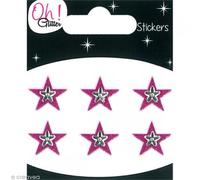 Oh! Glitter Adesivi Stelle Glitter, Carta, Fucsia, 6,5 x 8 x 0,2 cm