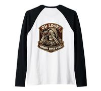 Oh Guarda! Nessuno dà Una Merda Scherzo Divertente binocolo Scheletro Maglia con Maniche Raglan