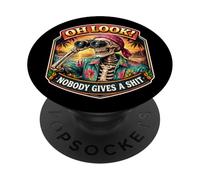 Oh Guarda! Nessuno dà una merda Scherzo divertente binocolo scheletro PopSockets PopGrip Adesivo