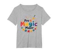 Oh Hey Pre-K Magic Maker - Regalo colorato per Insegnante Maglietta, Donna Plus-Size, Grigio Melange, 5X