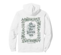 Oh How He Loves Us Efesini Christian Floral Verse Felpa con Cappuccio