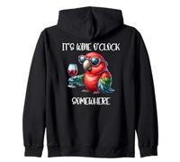 Oh Its Wine O Clock Drinking Parrot It's 5 O'Clock Somewhere Felpa con Cappuccio