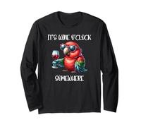 Oh Its Wine O Clock Drinking Parrot It's 5 O'Clock Somewhere Maglia a Manica